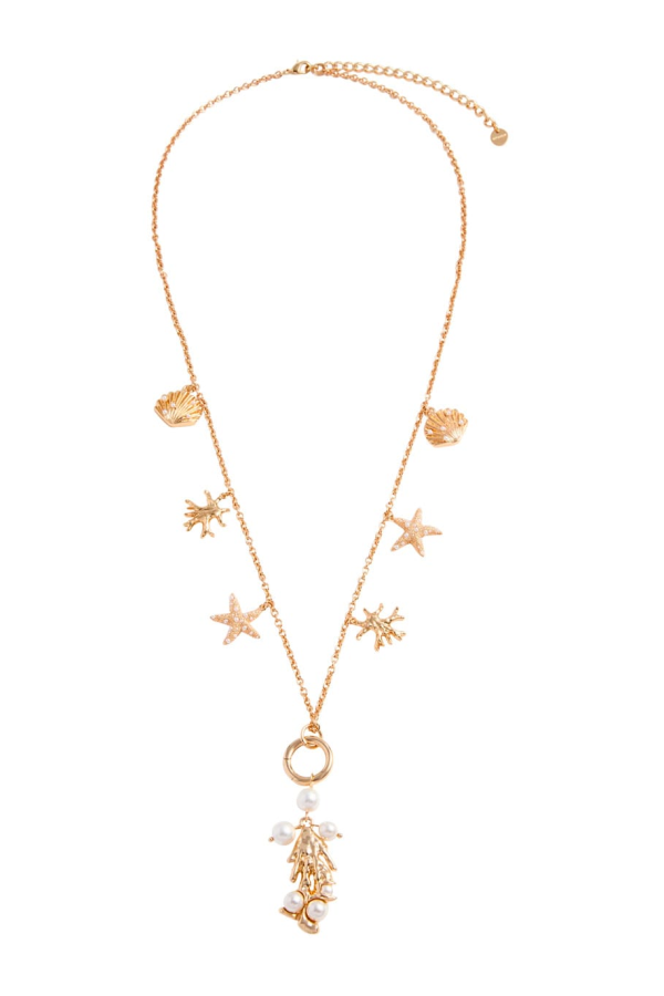 Self-Portrait Gold Coral Charm Necklace - Metallic