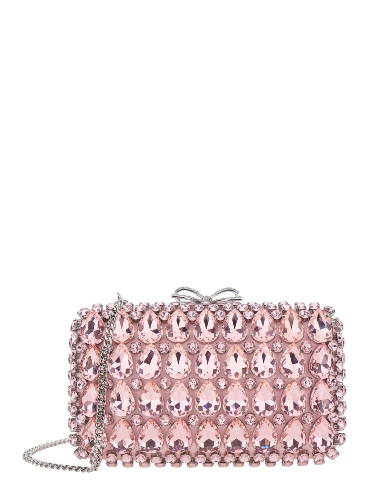 Self-Portrait Satin Crystal Clutch Bag - Pink - Image 1 of 3