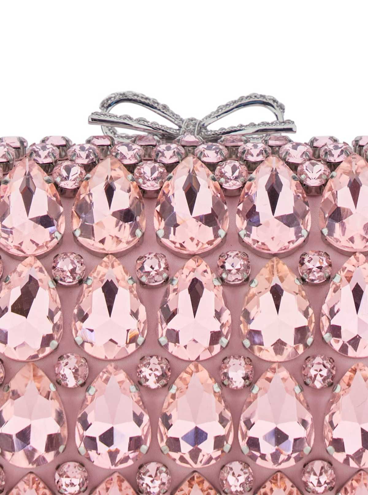 Self-Portrait Satin Crystal Clutch Bag - Pink - Image 3 of 3