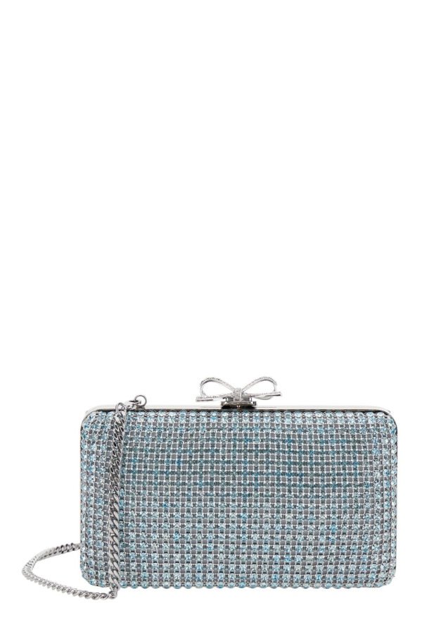 Self-Portrait Blue Crystal Chainmail Clutch Bag
