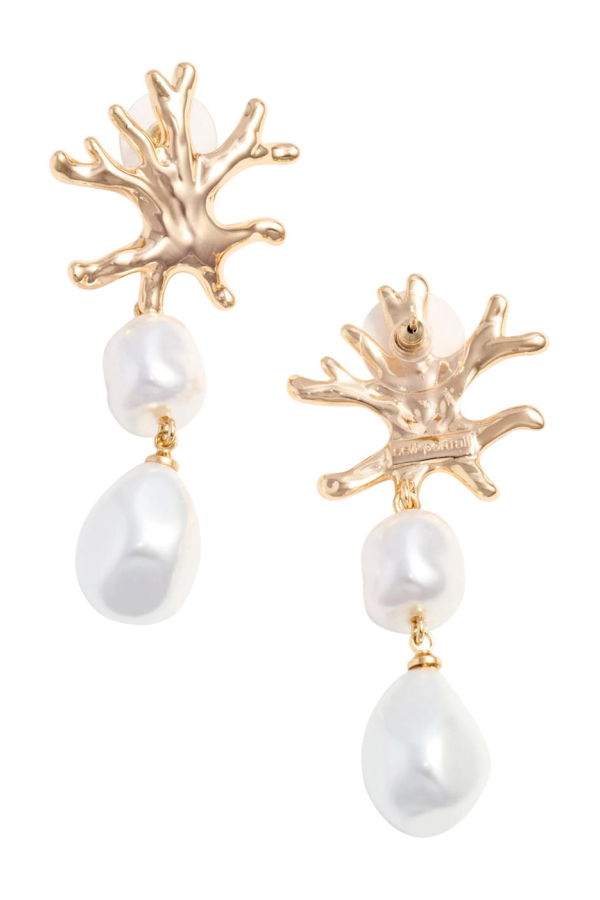 Self-Portrait Pearl and Coral Detail Earrings