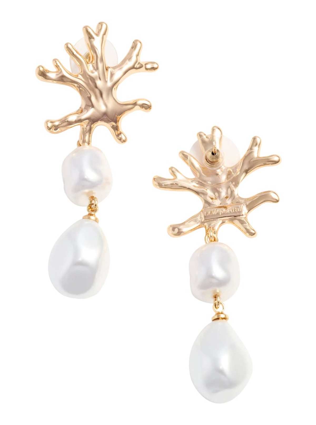 Self-Portrait Pearl and Coral Detail Earrings - Image 2 of 2