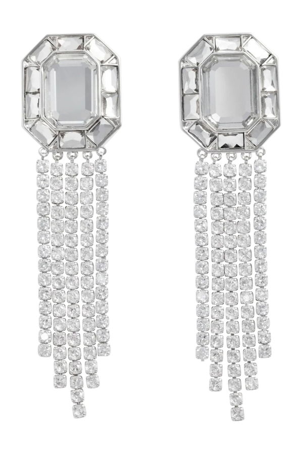 Self-Portrait Silver Crystal Droplet Earrings