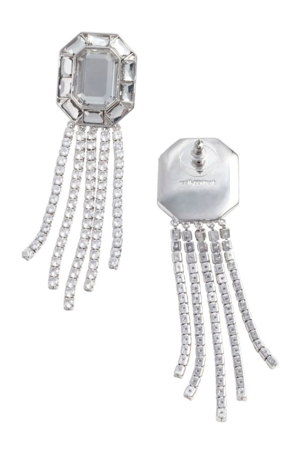 Self-Portrait Silver Crystal Droplet Earrings