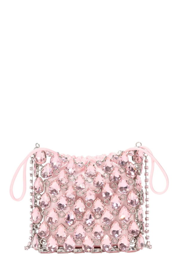 Self-Portrait Crystal Chainmail Mini Bag With Rhinestone Details - Pink