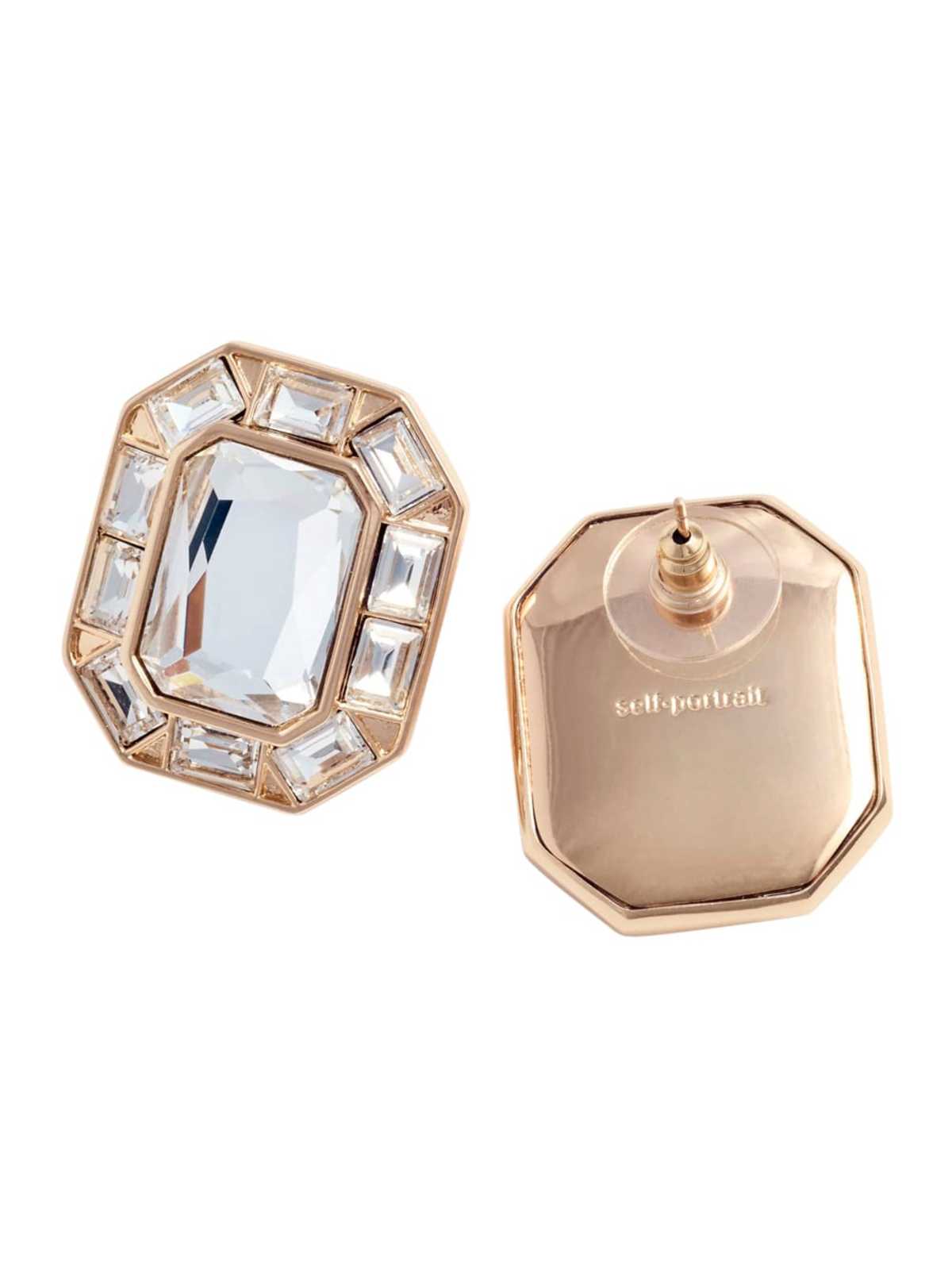 Self-Portrait Gold Crystal Earrings - Image 2 of 2