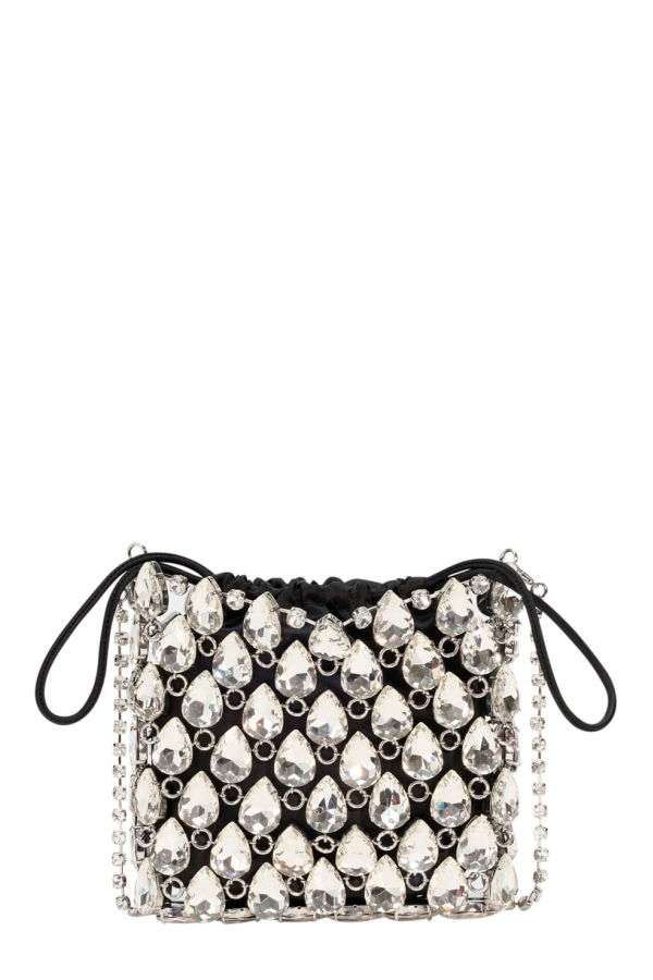 Self-Portrait Silver Crystal Chainmail Mini Bag - Metallic