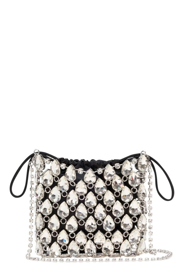 Self-Portrait Silver Crystal Chainmail Mini Bag - Metallic