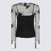 Blumarine Long Sleeve Sheer Tank Top - Black - Thumbnail 1