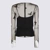 Blumarine Long Sleeve Sheer Tank Top - Black - Thumbnail 2