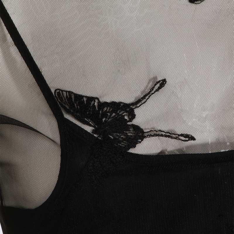 Blumarine Long Sleeve Sheer Tank Top - Black