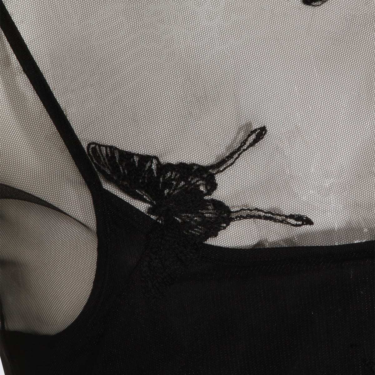 Blumarine Long Sleeve Sheer Tank Top - Black - Image 3 of 4