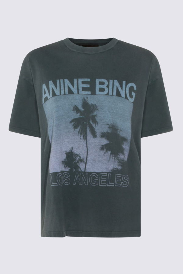 Anine Bing Viscose T-Shirt - Washed Black