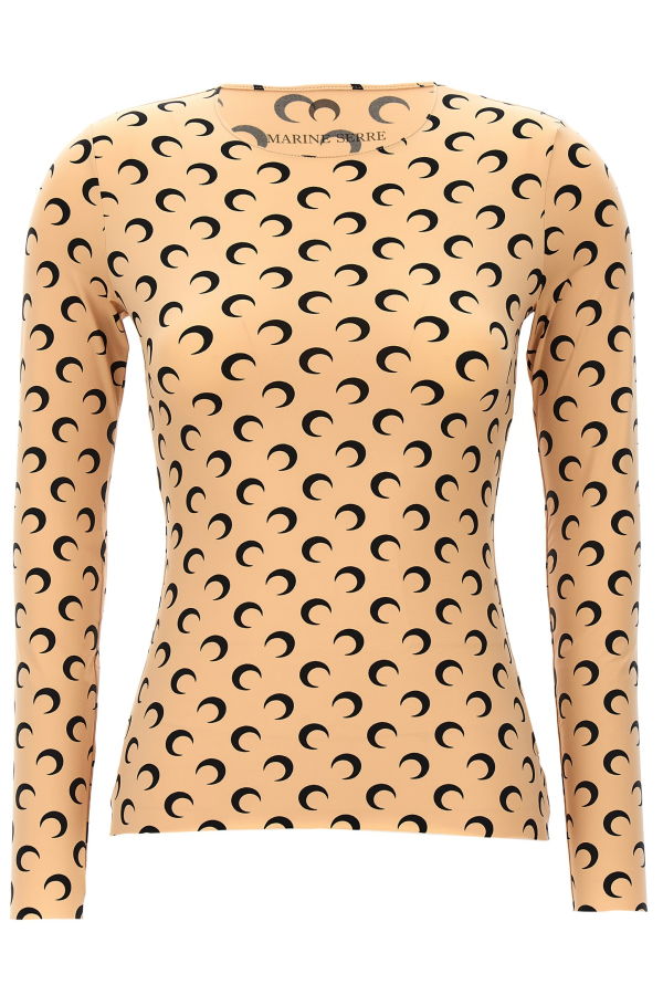 MARINE SERRE Moon Printed Jersey Top - Neutrals/Black