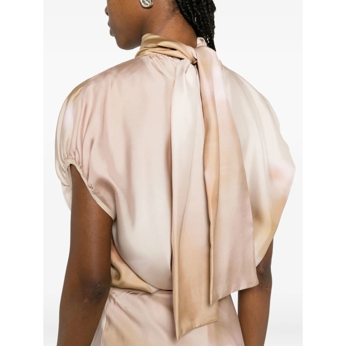 Fabiana Filippi Sleeveless Gathered Shoulders Blouse - Pink - Image 3 of 5