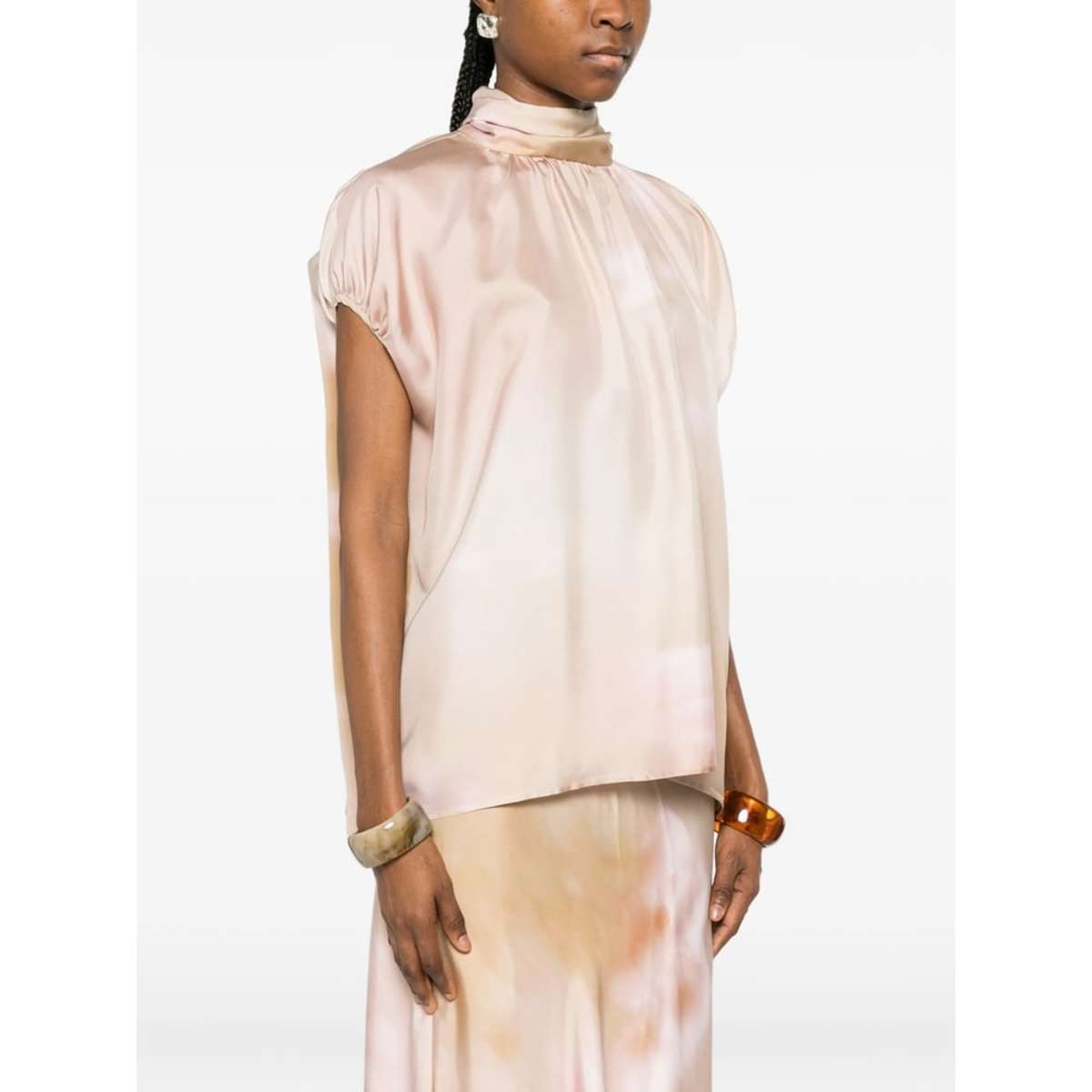 Fabiana Filippi Sleeveless Gathered Shoulders Blouse - Pink - Image 4 of 5