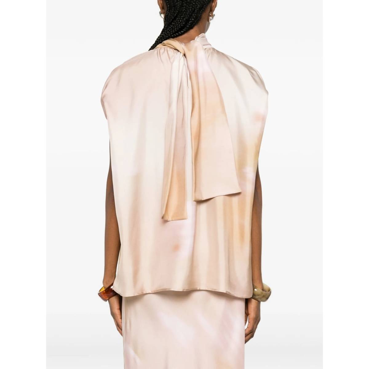 Fabiana Filippi Sleeveless Gathered Shoulders Blouse - Pink - Image 5 of 5