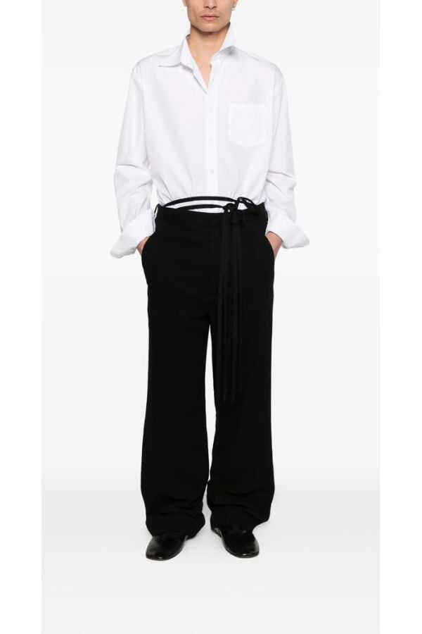 Ann Demeulemeester Side Drawstring Straight Leg Pants - Black