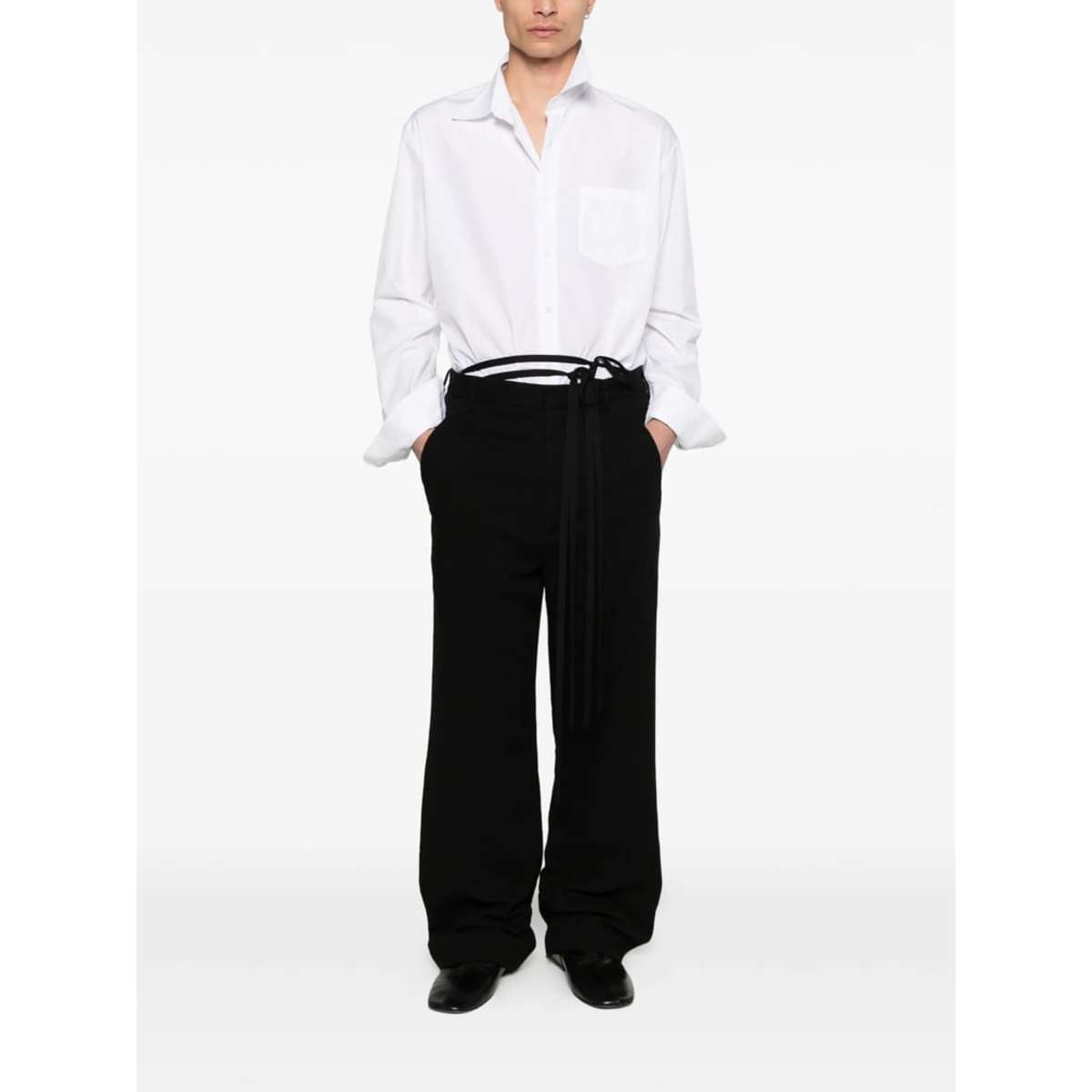 Ann Demeulemeester Side Drawstring Straight Leg Pants - Black - Image 2 of 5