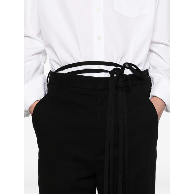 Ann Demeulemeester Side Drawstring Straight Leg Pants - Black