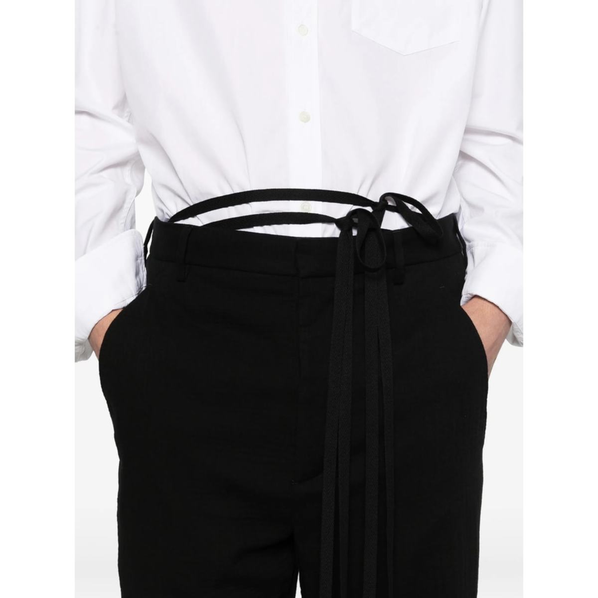 Ann Demeulemeester Side Drawstring Straight Leg Pants - Black - Image 3 of 5