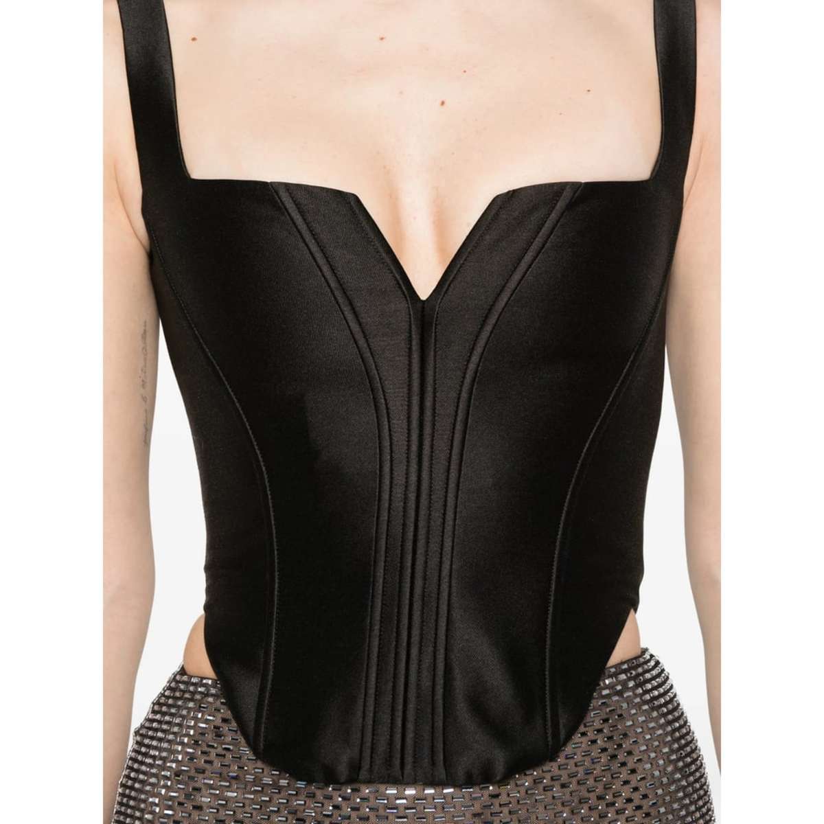 Self-Portrait V-Neck Sleeveless Blouse - Black - Image 2 of 5
