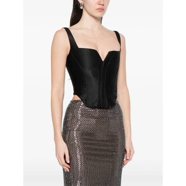 Self-Portrait V-Neck Sleeveless Blouse - Black