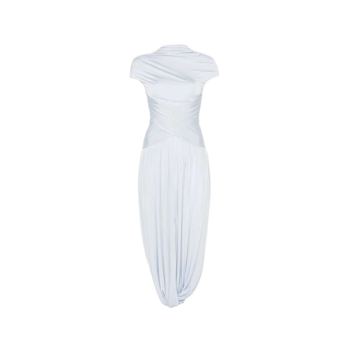 Self-Portrait Pleated Detail Draped Dress - Blue - Image 1 of 5