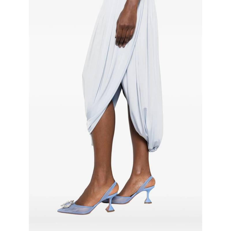 Self-Portrait Pleated Detail Draped Dress - Blue