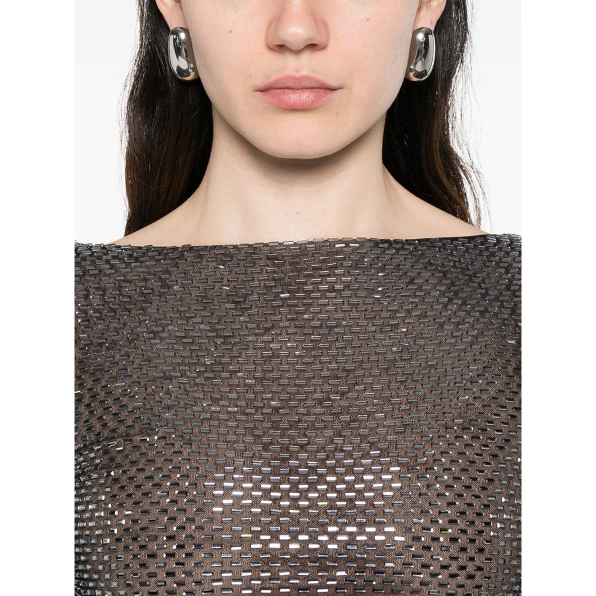 Self-Portrait Embellished Round Neck Long Sleeve Blouse - Black - Image 5 of 5