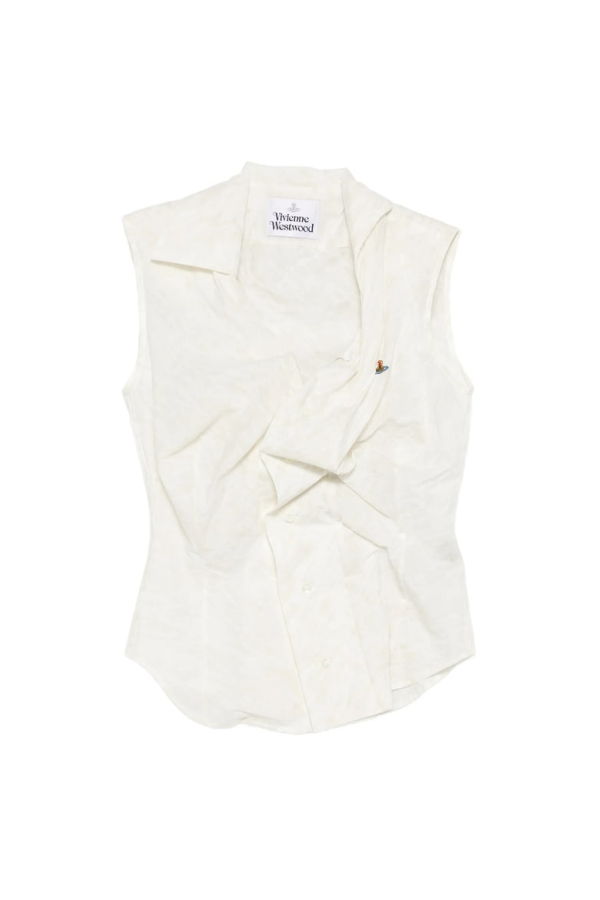 Vivienne Westwood Draped Front Sleeveless Shirt - Beige/White