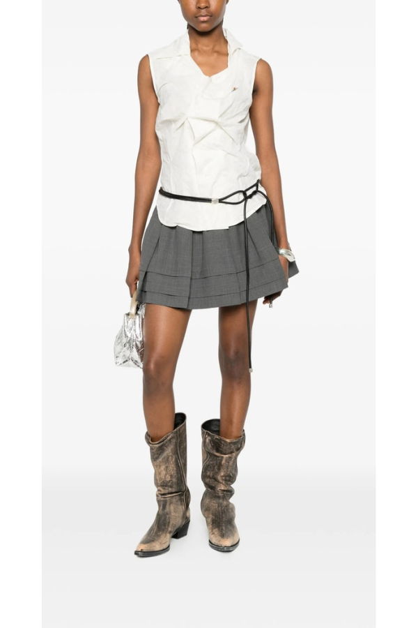 Vivienne Westwood Draped Front Sleeveless Shirt - Beige/White