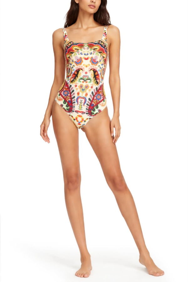 Etro Costume Intero Con Motivo Paisley Floreale One-Piece Swimsuit - Multicolour