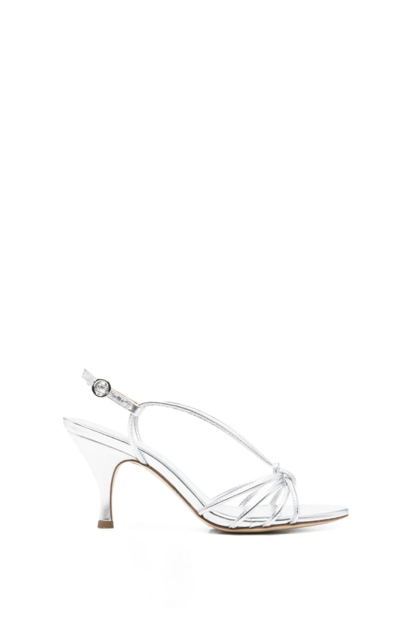 aeydē Strappy Knotted Slingback Boots - Silver