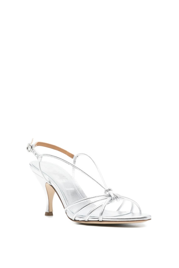 aeydē Strappy Knotted Slingback Boots - Silver