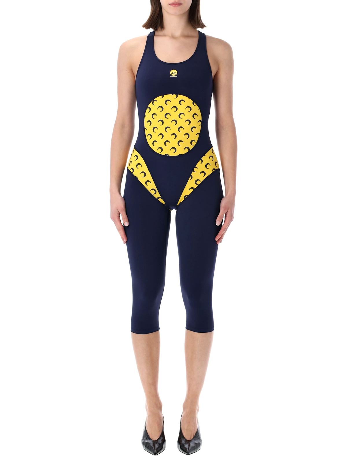 MARINE SERRE Athleisure Aerobic Catsuit - Midnight Blue - Image 1 of 3