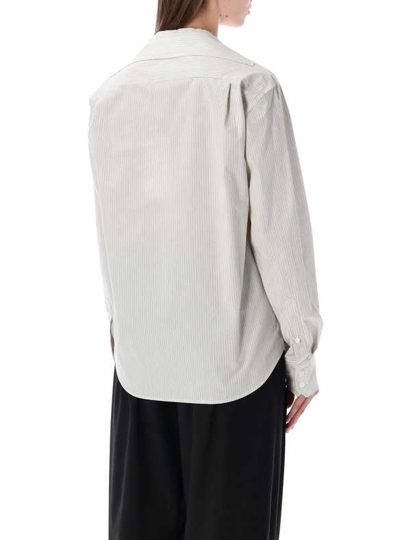 MM6 Maison Margiela Collarless Striped Shirt - Striped White