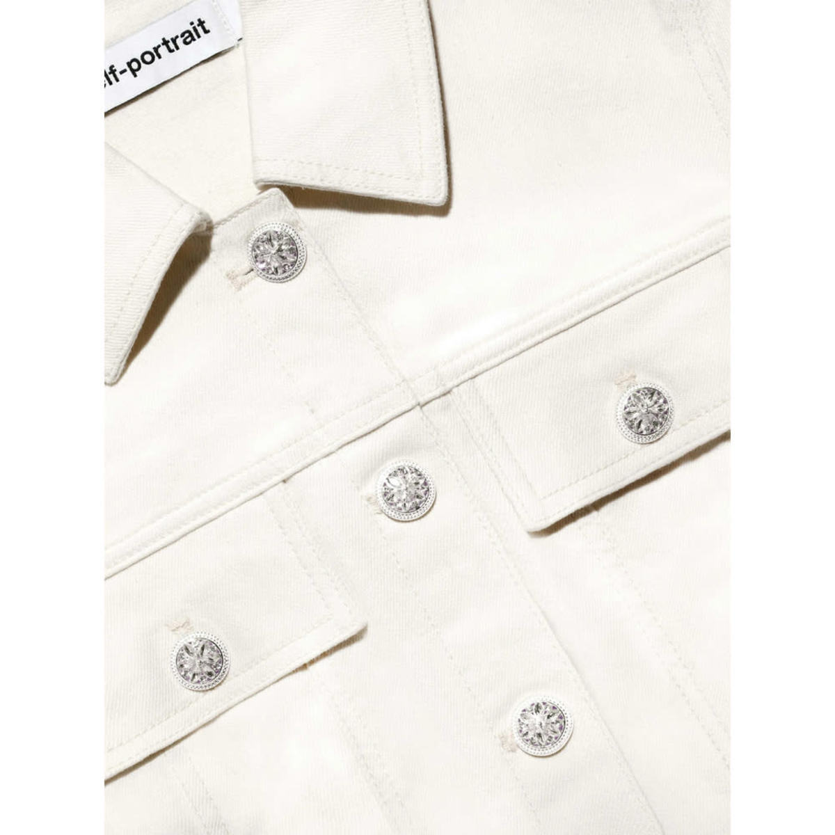 Self-Portrait Scalloped Trim Point Collar Short Sleeve Dress - White - Image 2 of 4