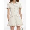 Self-Portrait Scalloped Trim Point Collar Short Sleeve Dress - White - Thumbnail 3