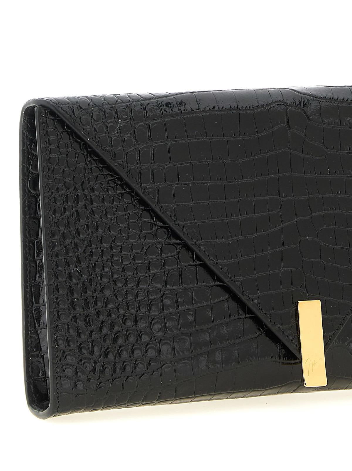Giuseppe Zanotti Envelope Clutch Bag - Black - Image 3 of 4