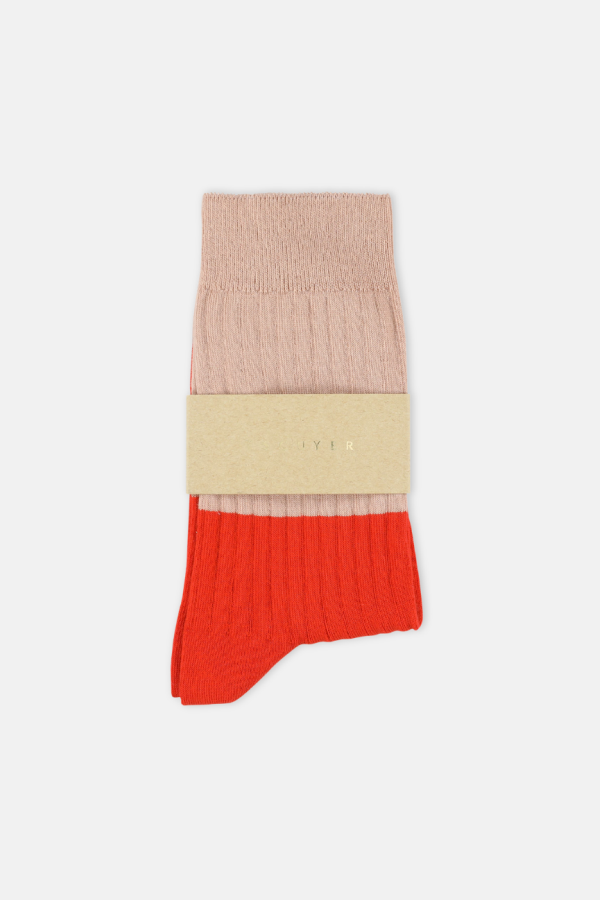 Escuyer Color Block Socks - Pink & Orange