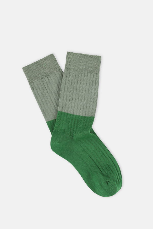 Escuyer Color Block Socks - Agave & Green