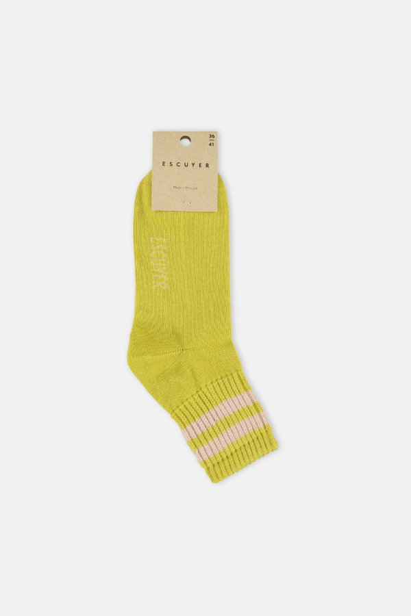 Escuyer Striped Ankle Socks - Yellow & Pink