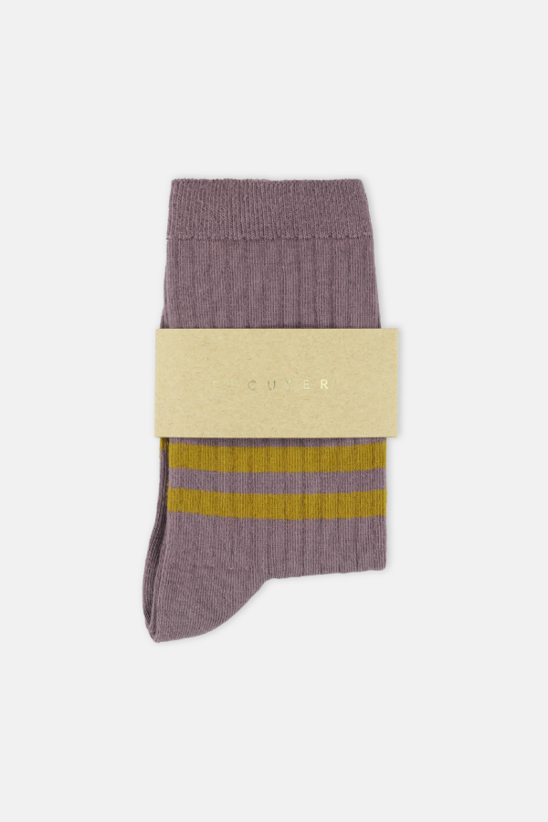 Escuyer Striped Socks - Purple & Bronze