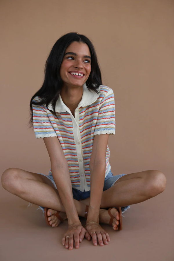 Callahan Mai Crochet Polo - Creme