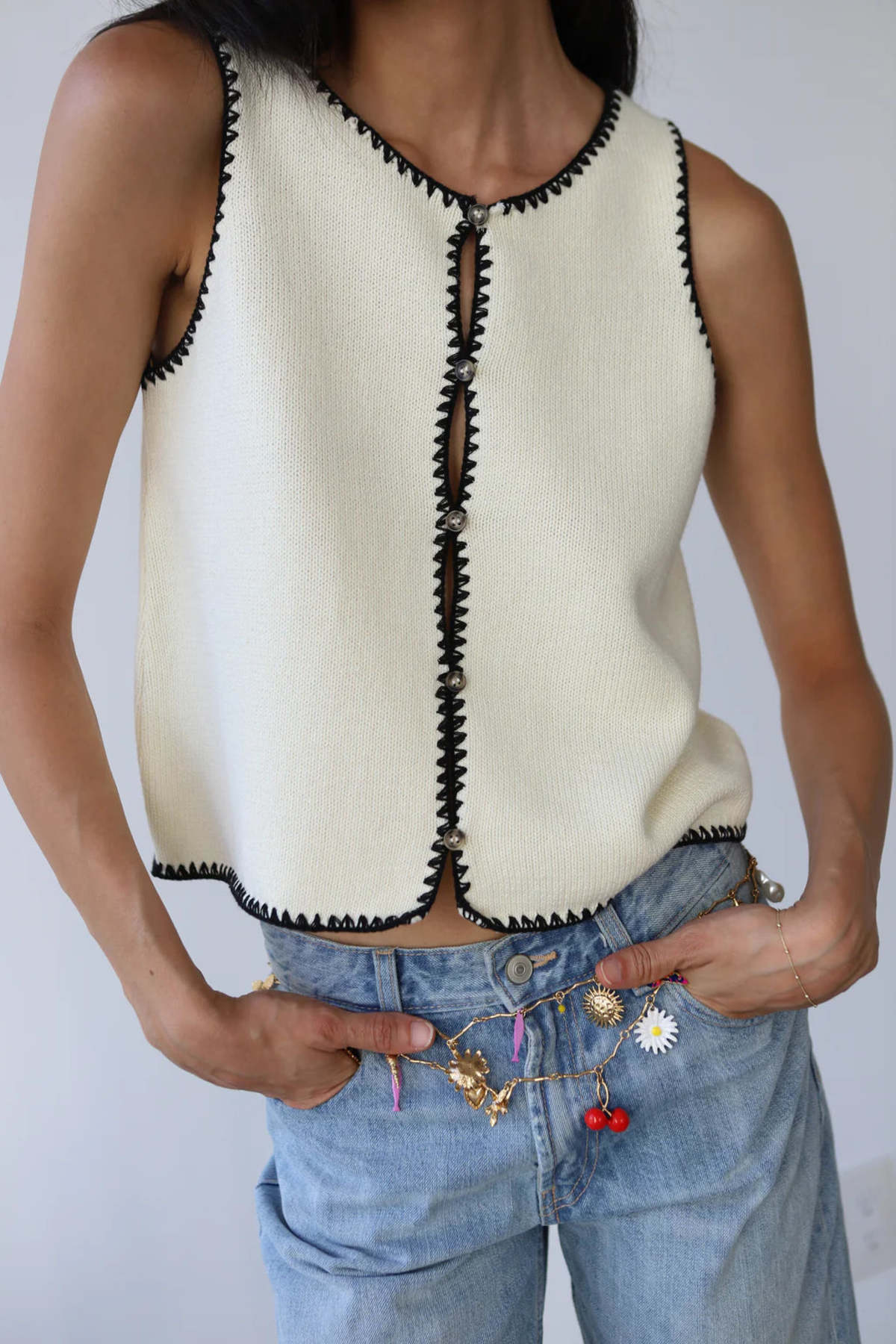 Callahan Mala Stitch Tank - Creme - Image 1 of 4