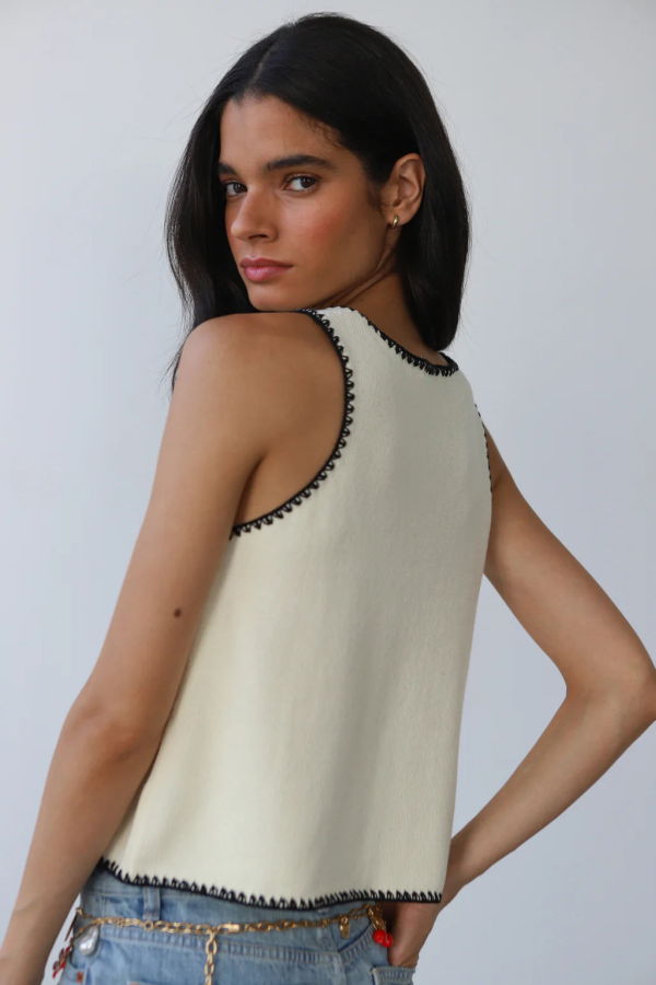 Callahan Mala Stitch Tank - Creme