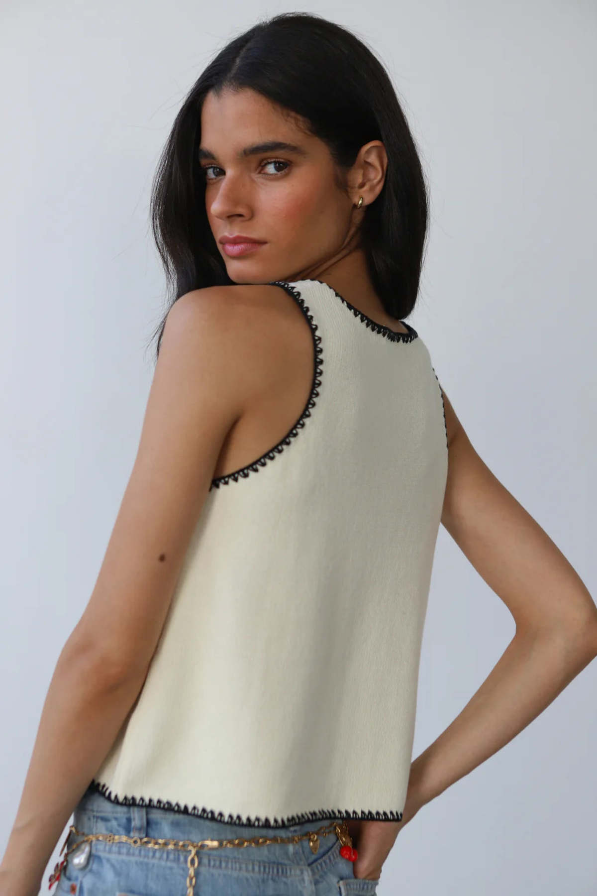 Callahan Mala Stitch Tank - Creme - Image 2 of 4