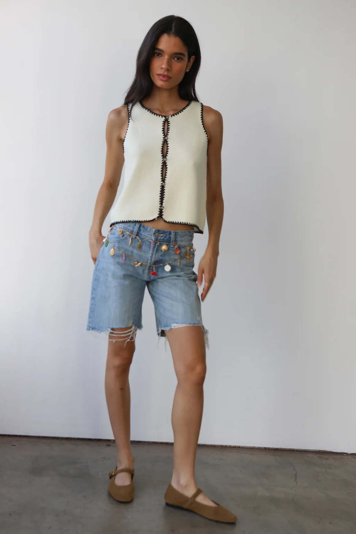 Callahan Mala Stitch Tank - Creme - Image 3 of 4