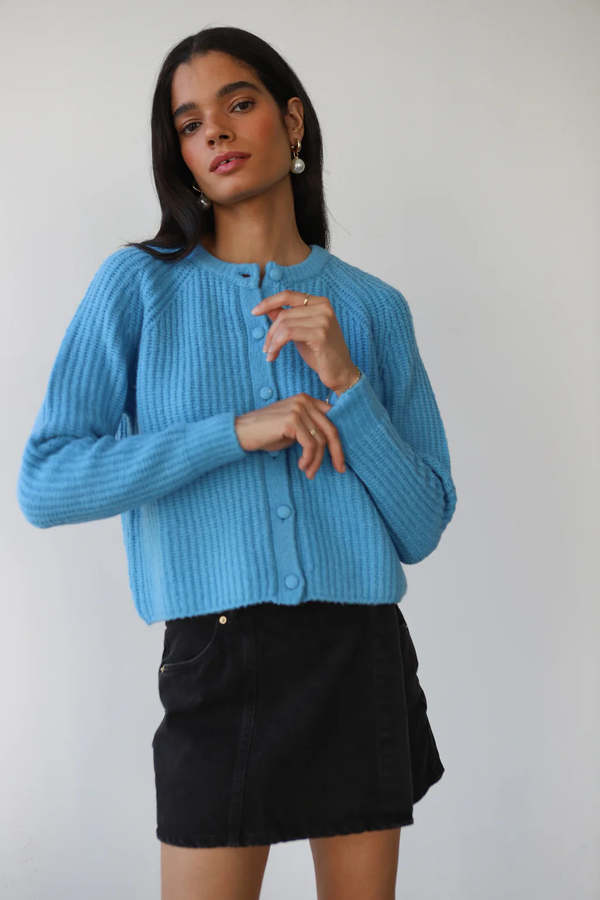 Callahan Poppy Cardigan - Capri Blue
